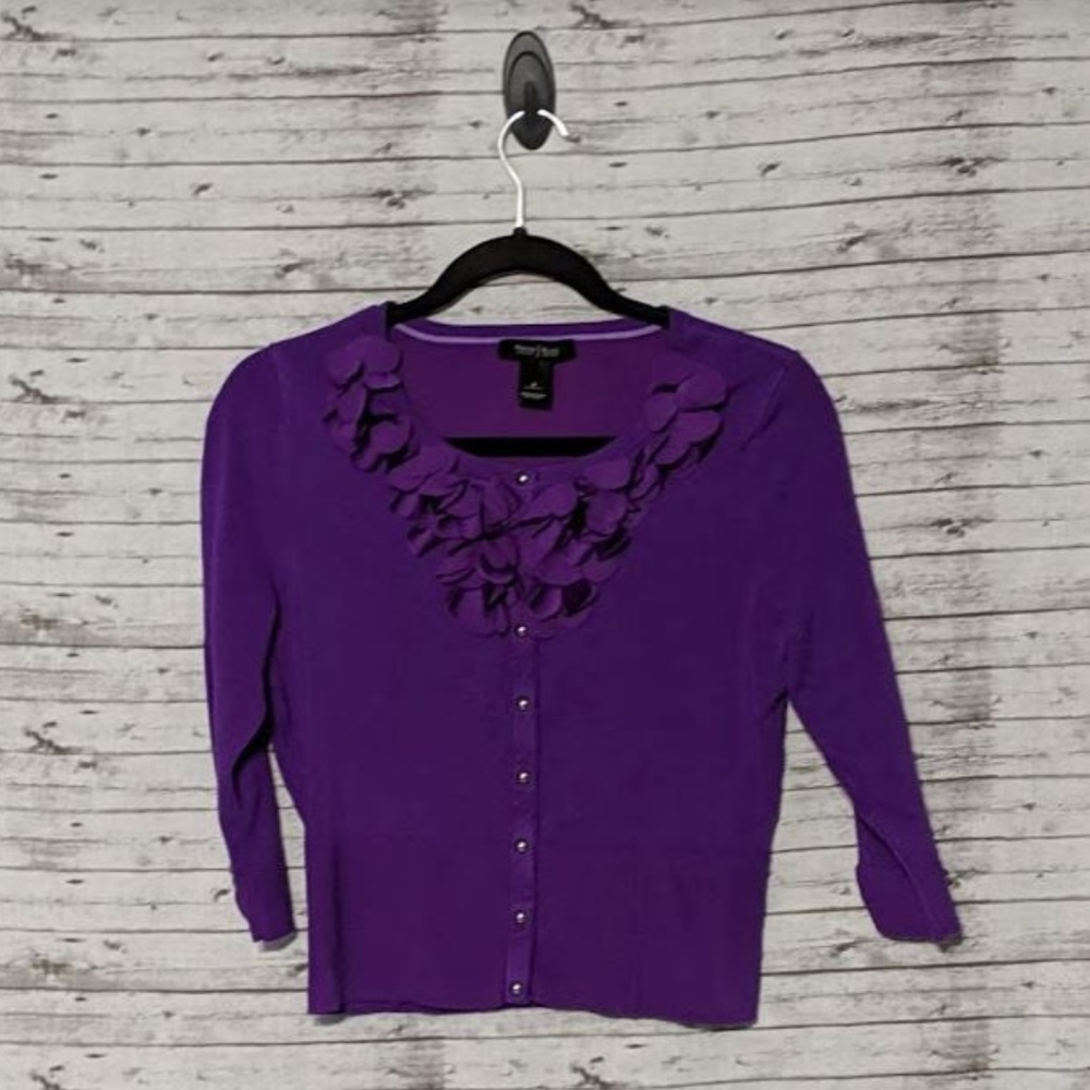 🦋 White House Black Market Purple Cardigan SZ: S